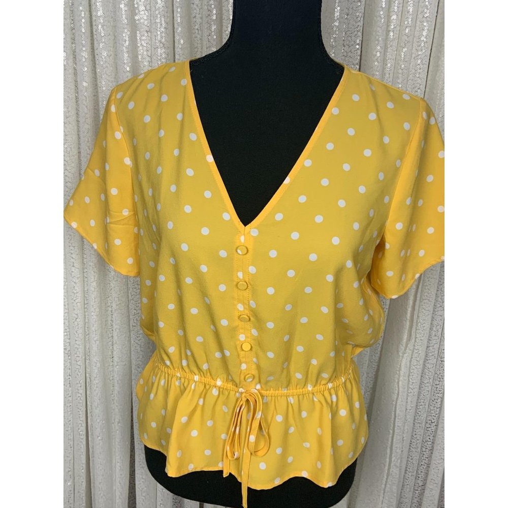 Ann Taylor Loft Yellow Woodland Dot Drawstring But